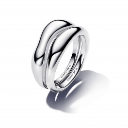 PANDORA Organisk Formede Stabelbare Sølv Ringe