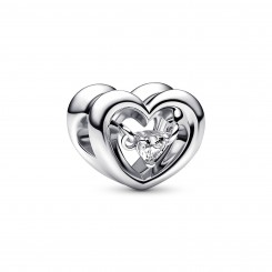 PANDORA Funklende sølv charm med hjerte og sten